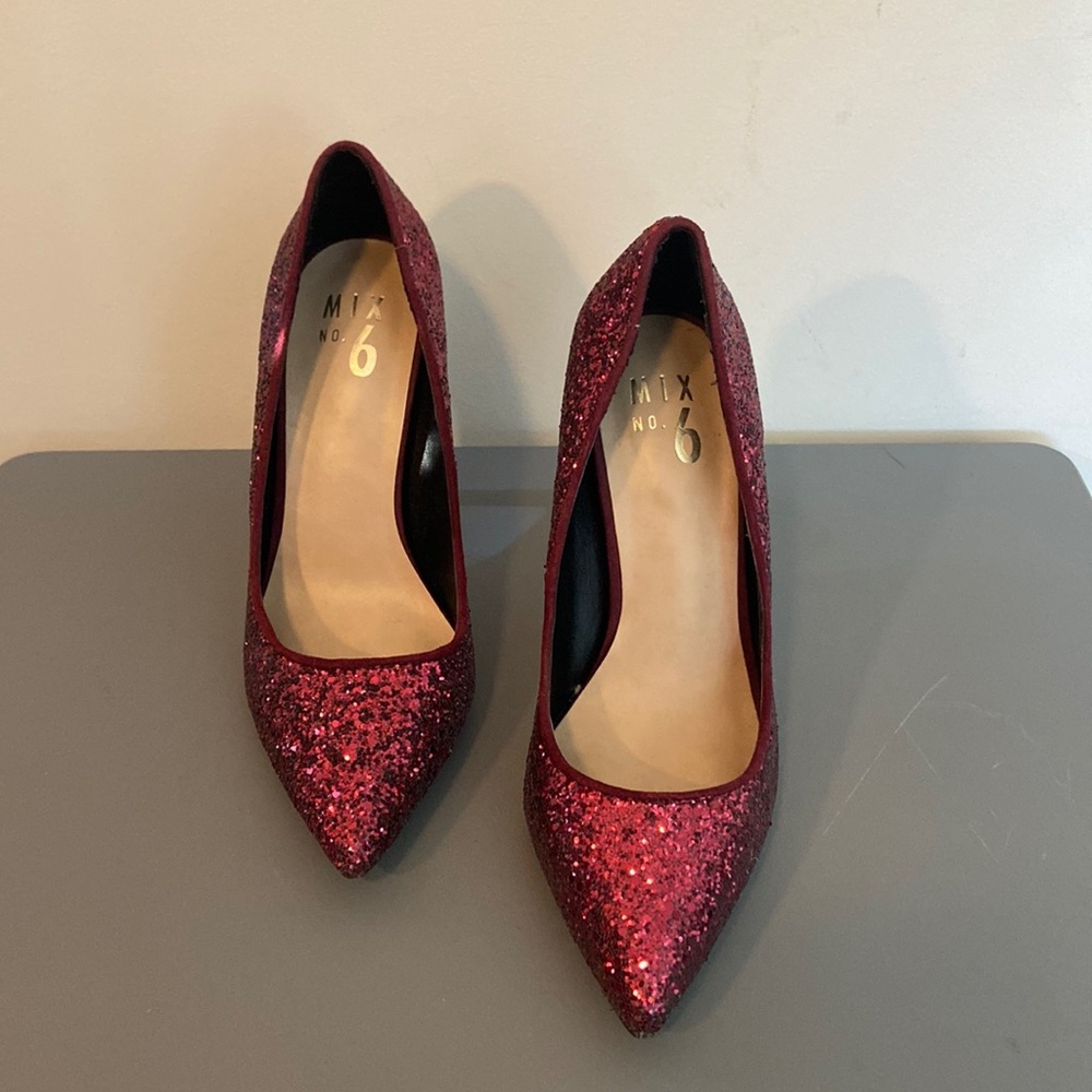Gently used without box red sparkle heels.